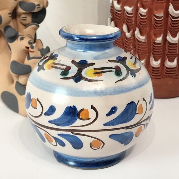 F Buria Caltagirone Sicily Floral Pottery Hand Painted Tonala Stoneware Bud Vase - Picture 3 of 16